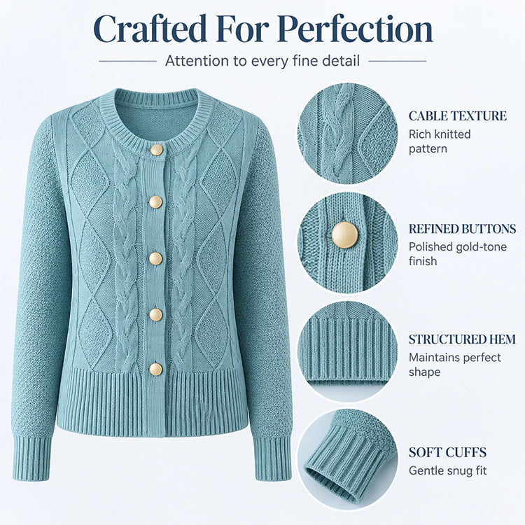 Women's Elegant Textured Cable Knit Cardigan