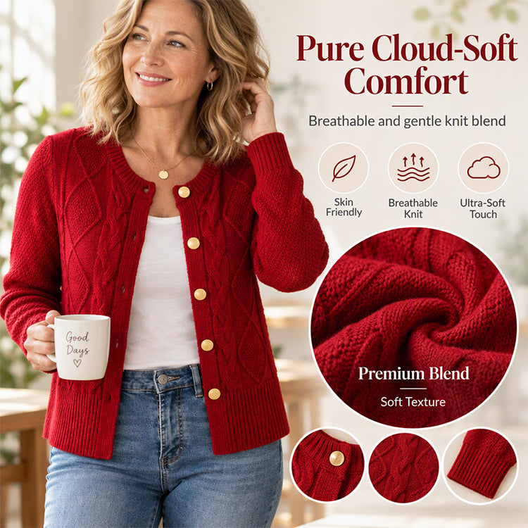 Women's Elegant Textured Cable Knit Cardigan