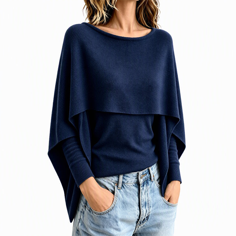 Women's Chic Mock 2-Piece Draped Shawl Top