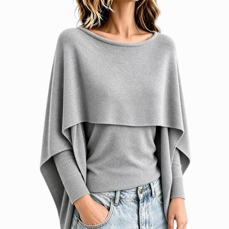 Women's Chic Mock 2-Piece Draped Shawl Top