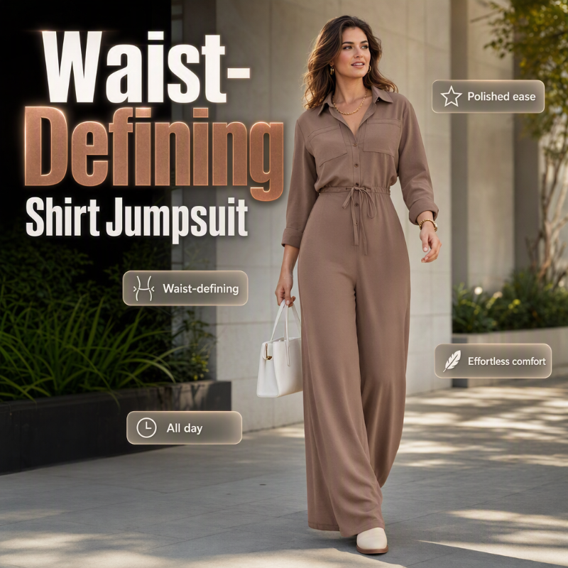 ⏰ Seasonal changeover sale: 50% off – quality at half the price! ✨Women's Waist-Defining Shirt Jumpsuit