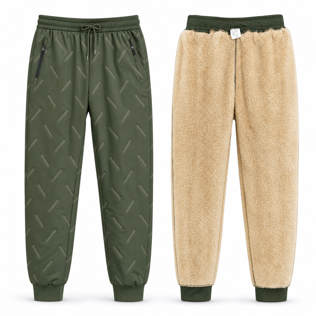Unisex Loose Fit Sherpa Fleece Lined Joggers Warm Winter Casual Pants with Zipper Pockets