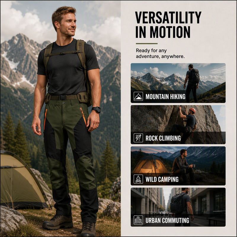 Men's Waterproof Windproof Patchwork Hiking Pants