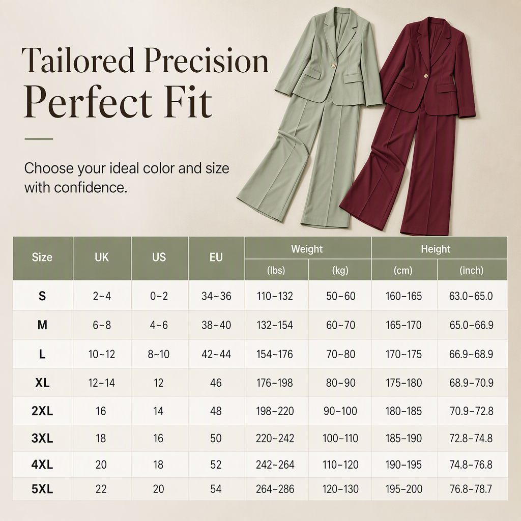 Elegant Two-Piece Suit Set with Tailored Blazer and Relaxed Wide-Leg Trousers