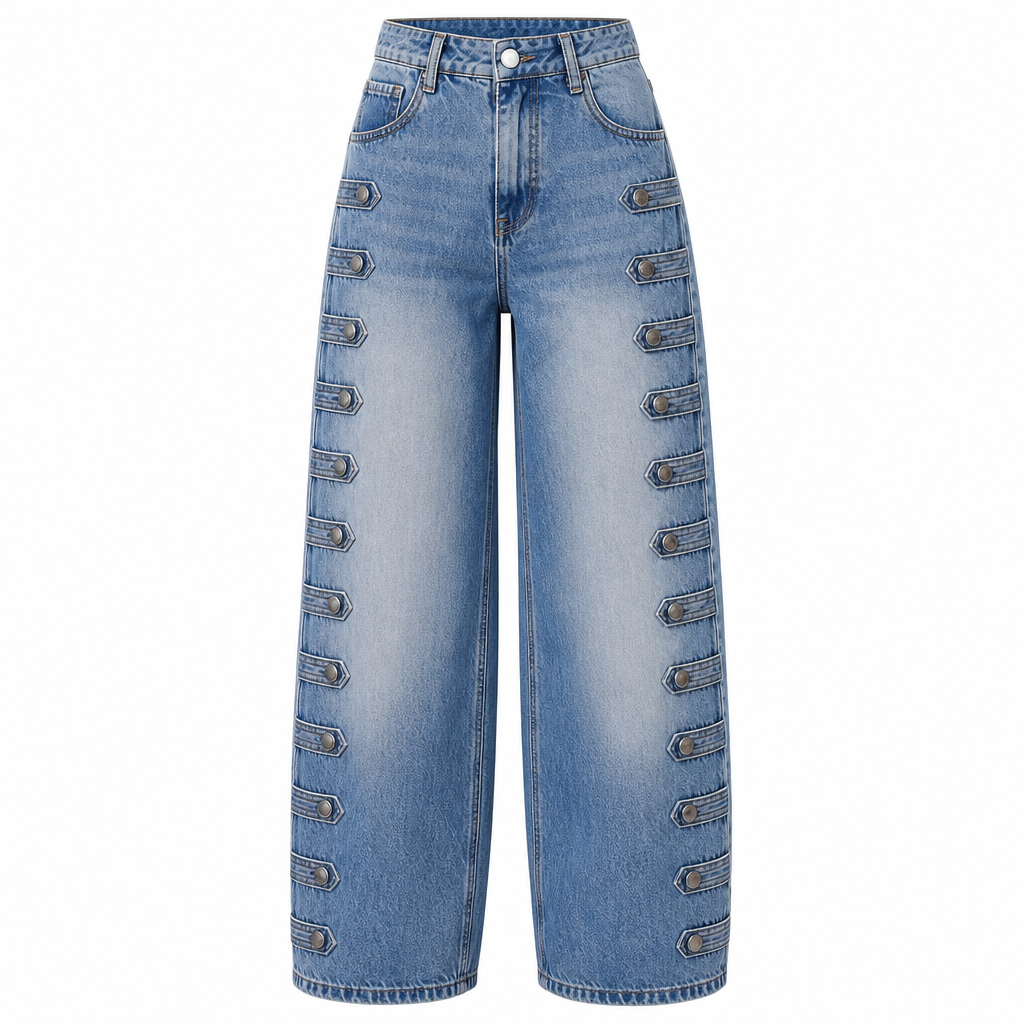 Women's Retro High Waisted Curved Leg Jeans
