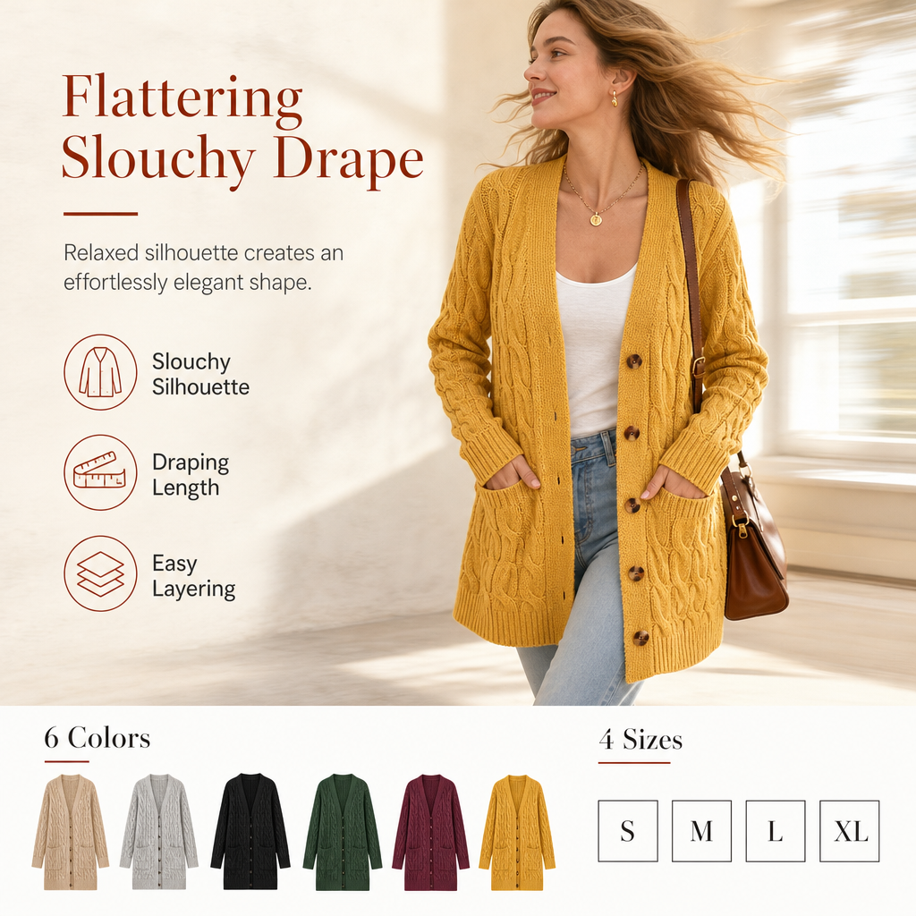 Women's Long Single Breasted Knitted Cardigan Sweater Casual Outerwear Coat for Autumn and Winter