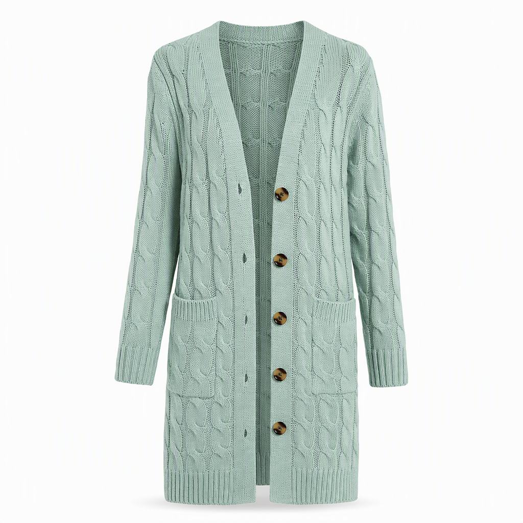 Women's Long Single Breasted Knitted Cardigan Sweater Casual Outerwear Coat for Autumn and Winter