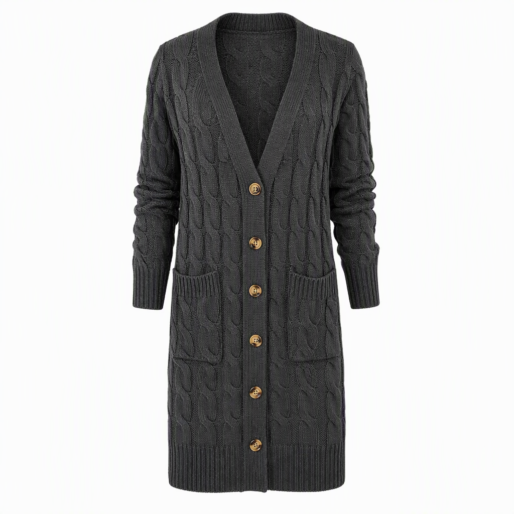 Women's Long Single Breasted Knitted Cardigan Sweater Casual Outerwear Coat for Autumn and Winter