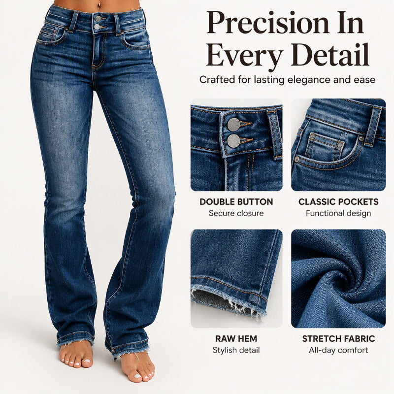 Women's Double-Button High-Waisted Bootcut Jeans