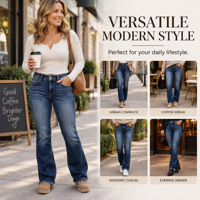 Women's Double-Button High-Waisted Bootcut Jeans