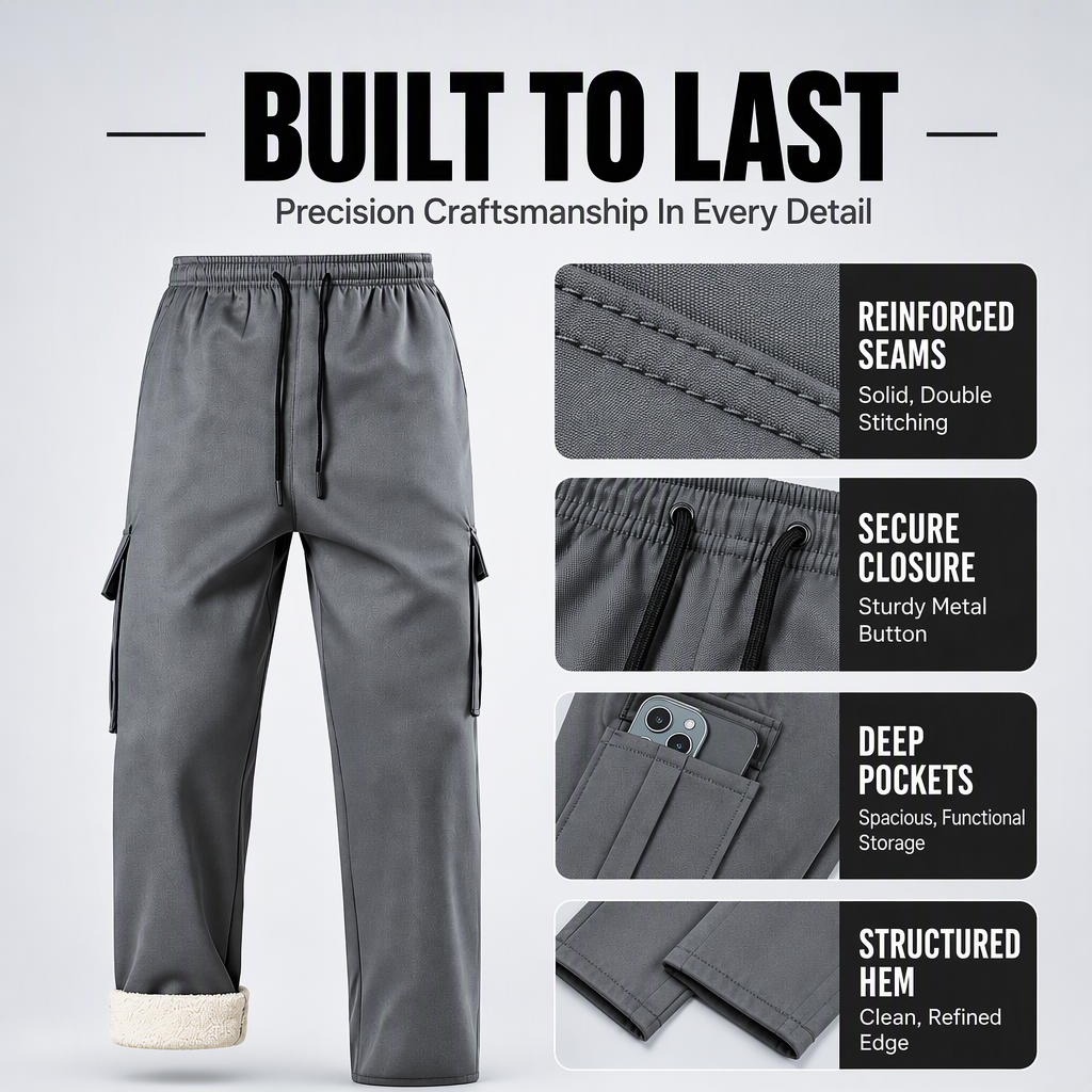 Men's Warm Plush-Lined Cargo Pants