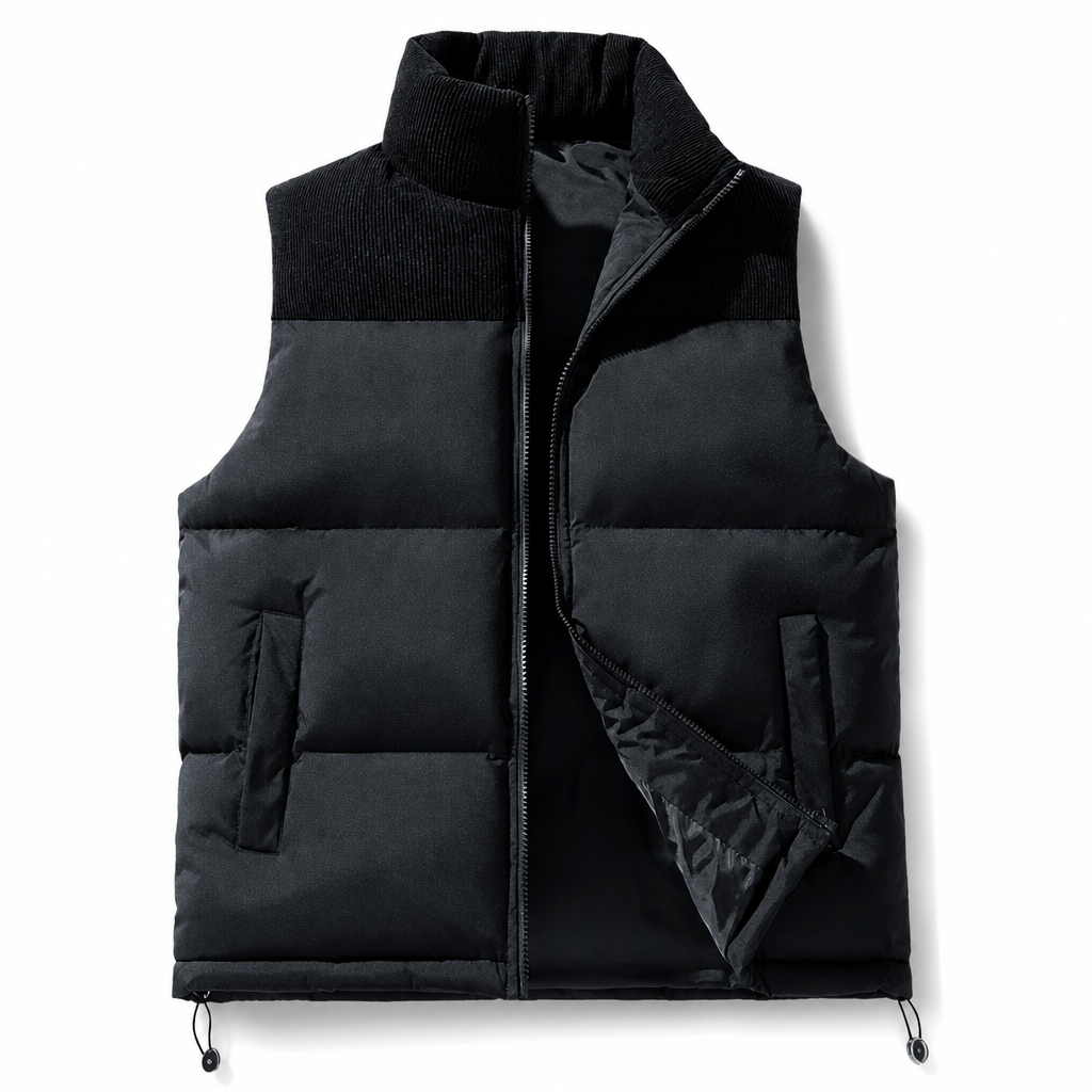 Unisex Thickened Winter Puffer Vest Loose Fit Spliced Cotton Padded Gilet for Men and Women