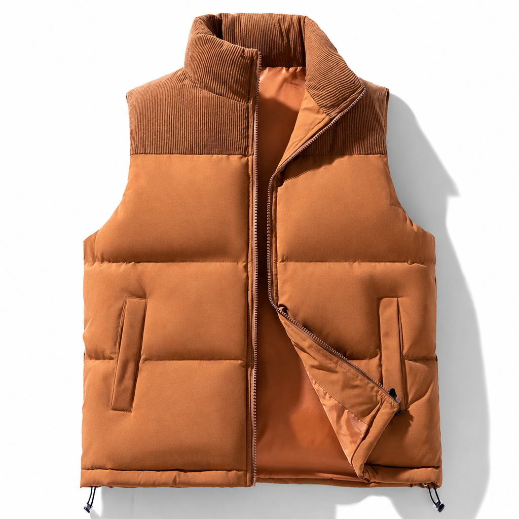 Unisex Thickened Winter Puffer Vest Loose Fit Spliced Cotton Padded Gilet for Men and Women