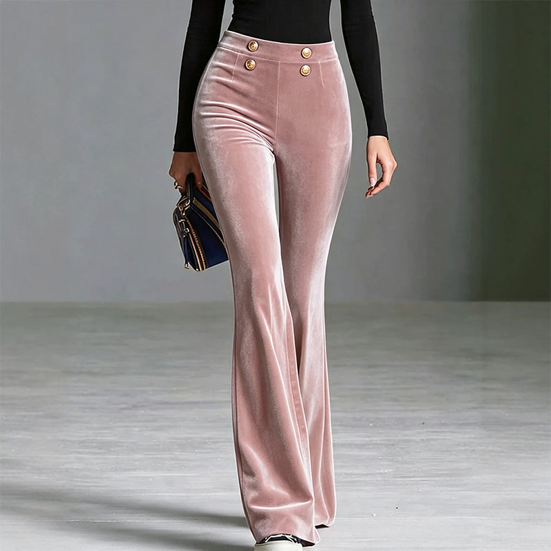 Women's High-Waisted Velvet Flare Pants