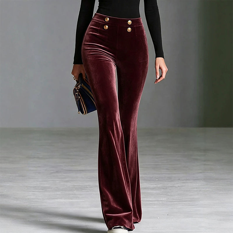 Women's High-Waisted Velvet Flare Pants