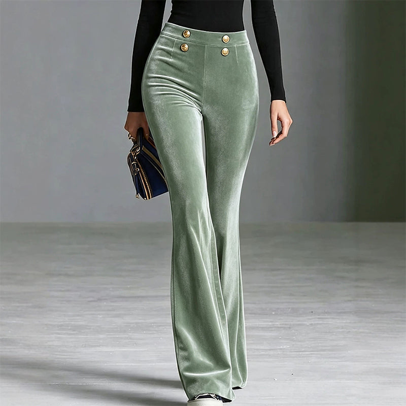 Women's High-Waisted Velvet Flare Pants