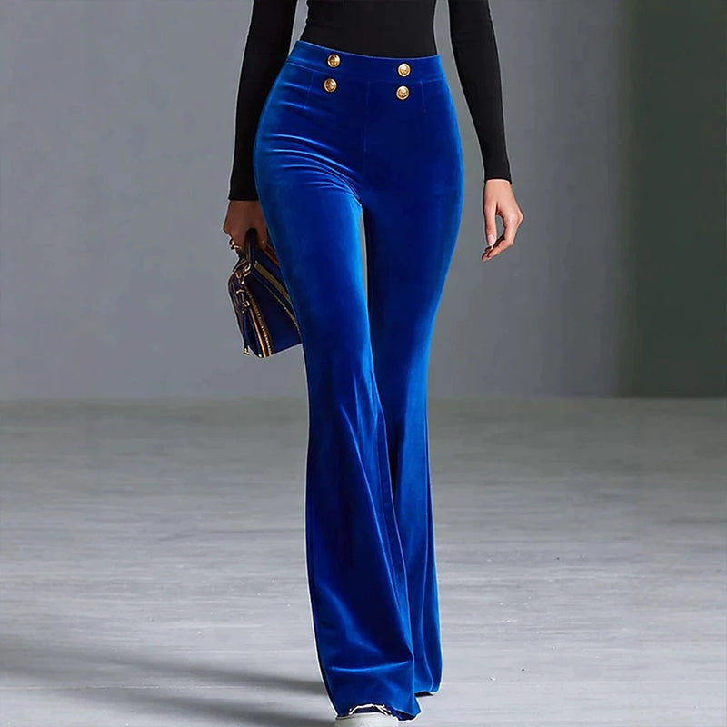 Women's High-Waisted Velvet Flare Pants