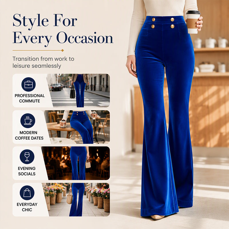Women's High-Waisted Velvet Flare Pants