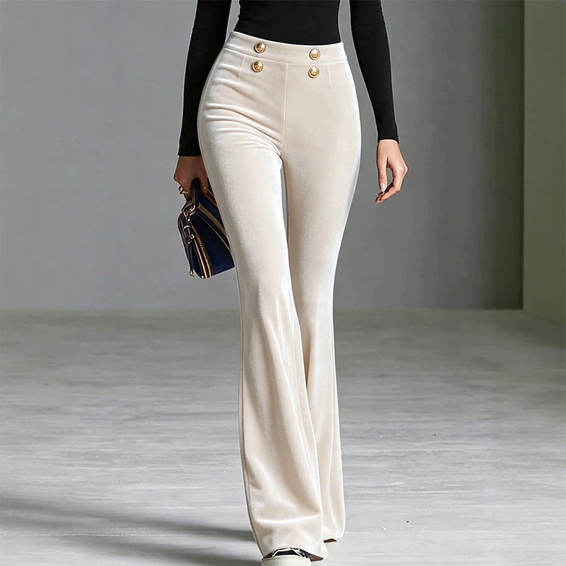 Women's High-Waisted Velvet Flare Pants