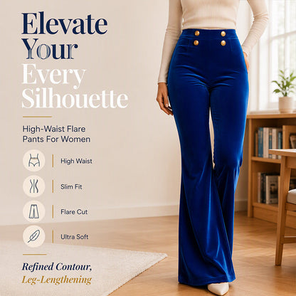 Women's High-Waisted Velvet Flare Pants