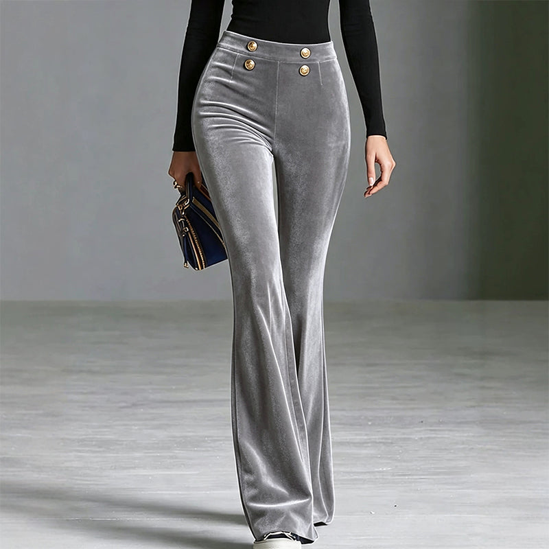 Women's High-Waisted Velvet Flare Pants