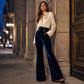 Women's High-Waisted Velvet Flare Pants