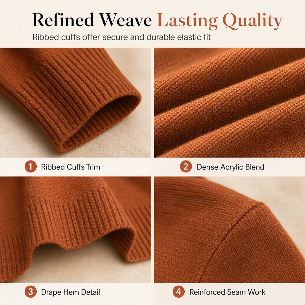 Women's Mid-Length Open Front Knit Cardigan Sweater with Ribbed Cuffs
