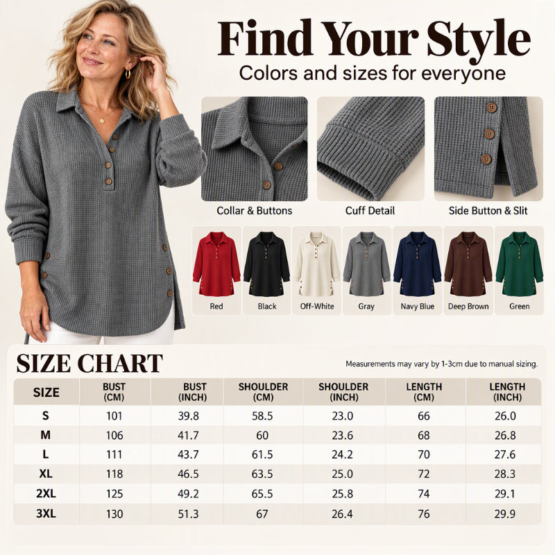 💖Black Friday Mega Deal – 50% off!💖 Women's Waffle Knit Long Sleeve Top ☁️