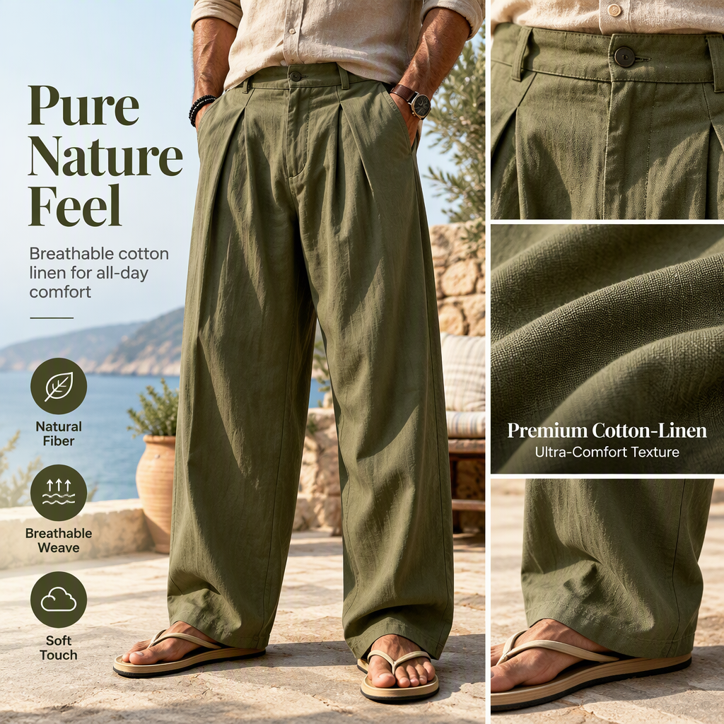 Men's Casual Breathable Wide-Leg Pants