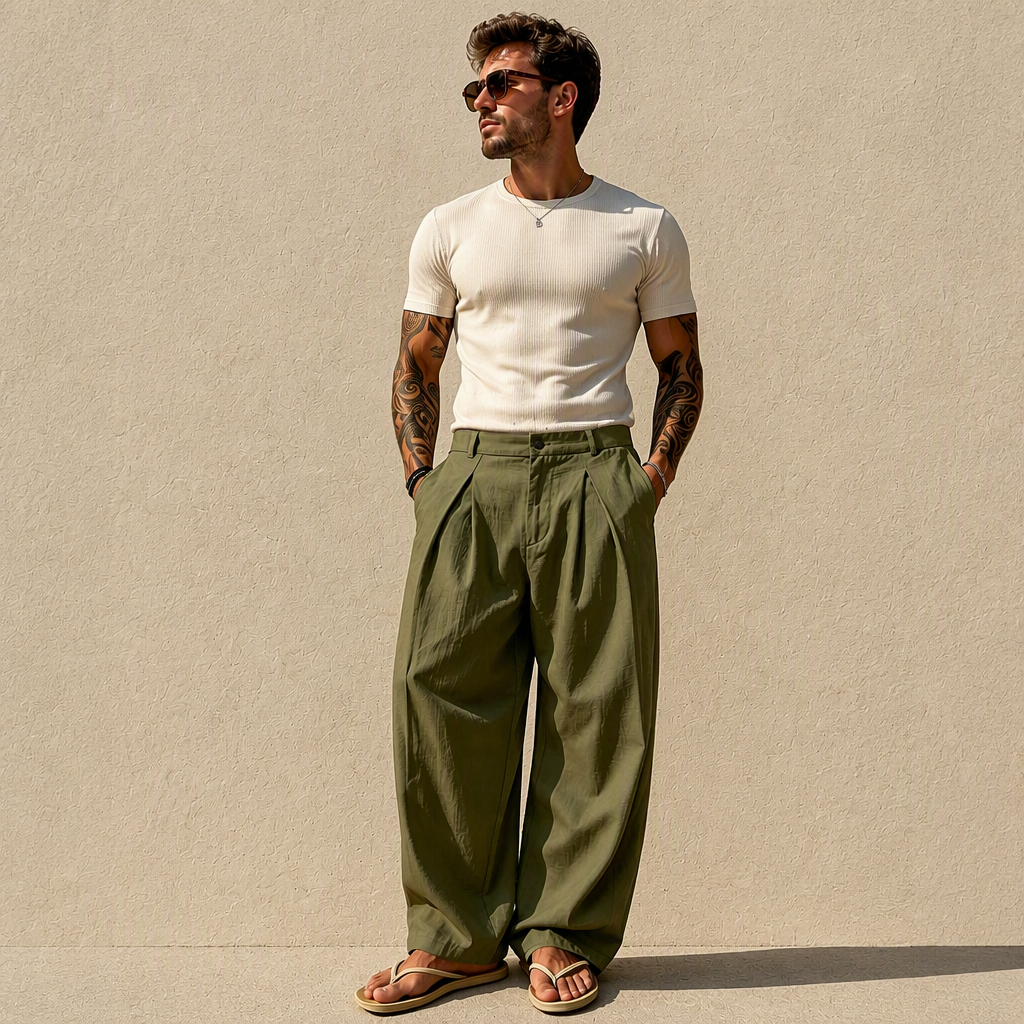 Men's Casual Breathable Wide-Leg Pants