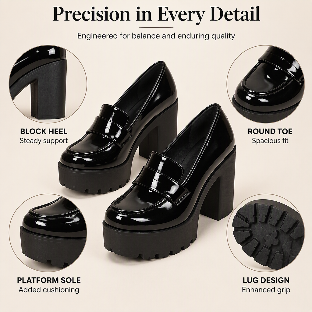 Women's Chunky Heel Platform Loafers