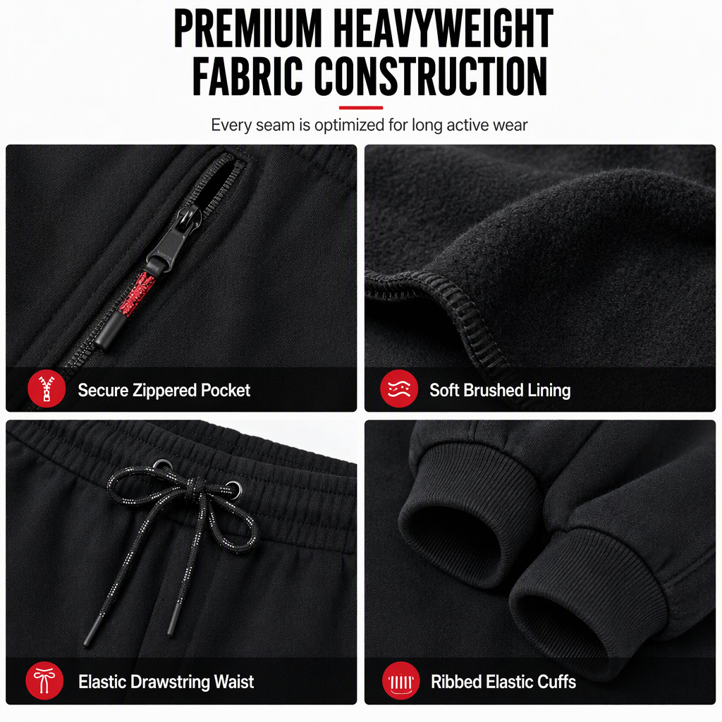 Women's Fleece Lined Winter Jogger Pants with Zipper Pockets
