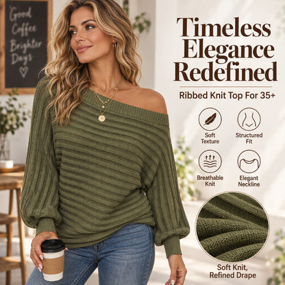 Women's Casual Off Shoulder Ribbed Knit Top