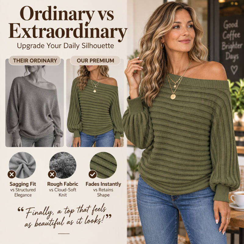 Women's Casual Off Shoulder Ribbed Knit Top
