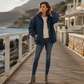 Women's Loose Zip-Up Hooded Denim Jacket