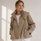 🎉✨ Women's Chic Drawstring Waist Hooded Jacket – Flattering Drawstring Waist, Cozy Hood & Relaxed Fit – Perfect for Fall, Casual Days & Everyday Style