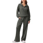 🖤Black Friday Sale:50% OFF🖤 ☁️ Women's Half-Zip Lapel Top and Wide-Leg Pants Set