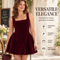 ✨ Women's Square Neck Sleeveless Velvet Dress – Flattering Fitted Waist, Feminine A-Line Flared Skirt & Soft, Luxurious Texture for a Beautifully Chic Look from Date Nights to Special Occasions! 💕