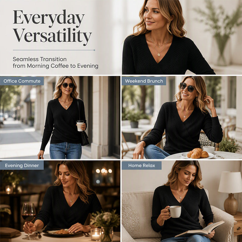 🌸Hot Sale 50% OFF💖Women's Crossover V-Neck Knit Sweater
