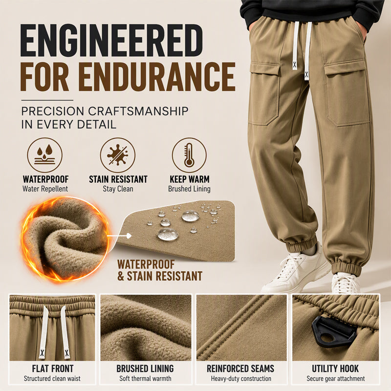 Men's Waterproof Plush-Lined Cargo Pants