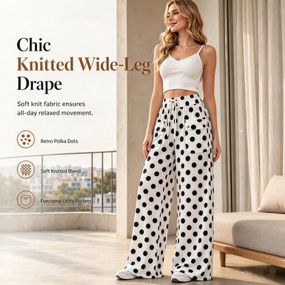Women's Casual Polka Dot Print Wide Leg Pants