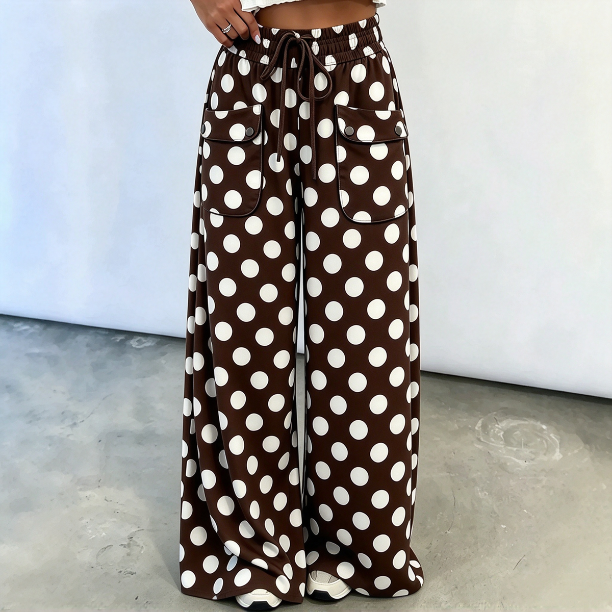 Women's Casual Polka Dot Print Wide Leg Pants