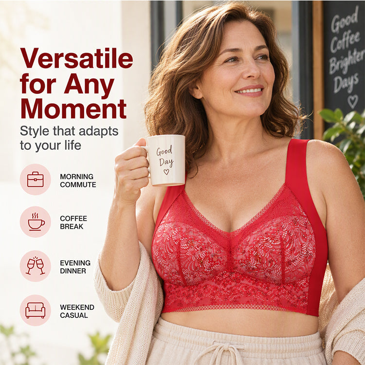 Women's Seamless Floral Lace Support Bra