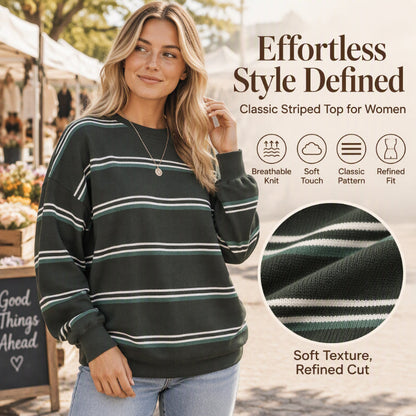 Women's Casual Crewneck Striped Top