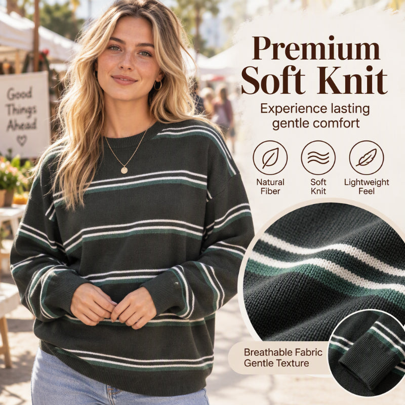 Women's Casual Crewneck Striped Top