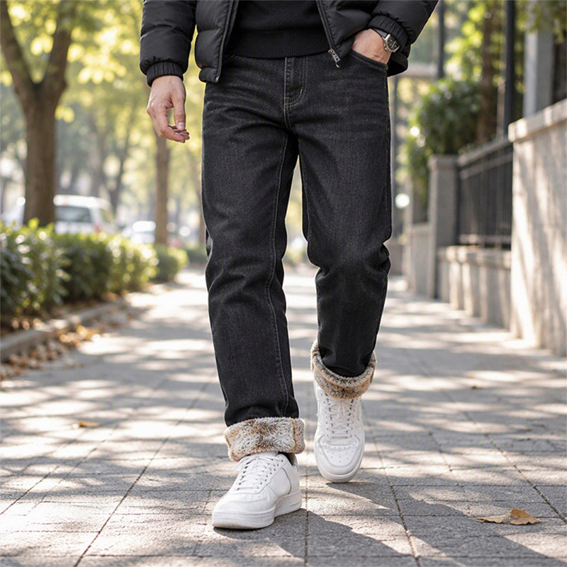 Men's Thick Plush-Lined Stretch Jeans