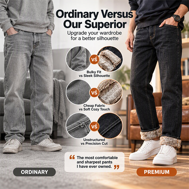 Men's Thick Plush-Lined Stretch Jeans