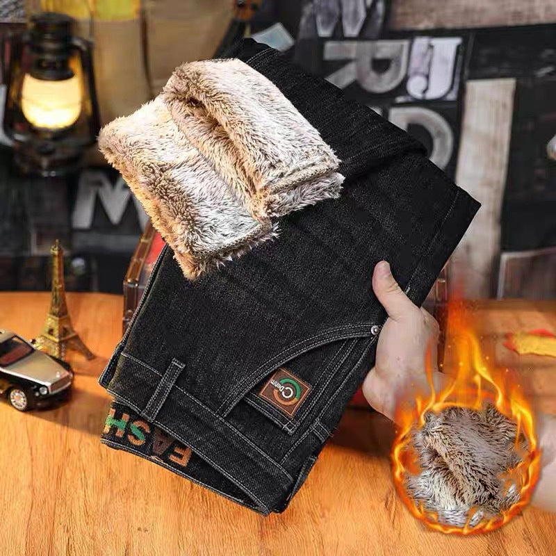 Men's Thick Plush-Lined Stretch Jeans