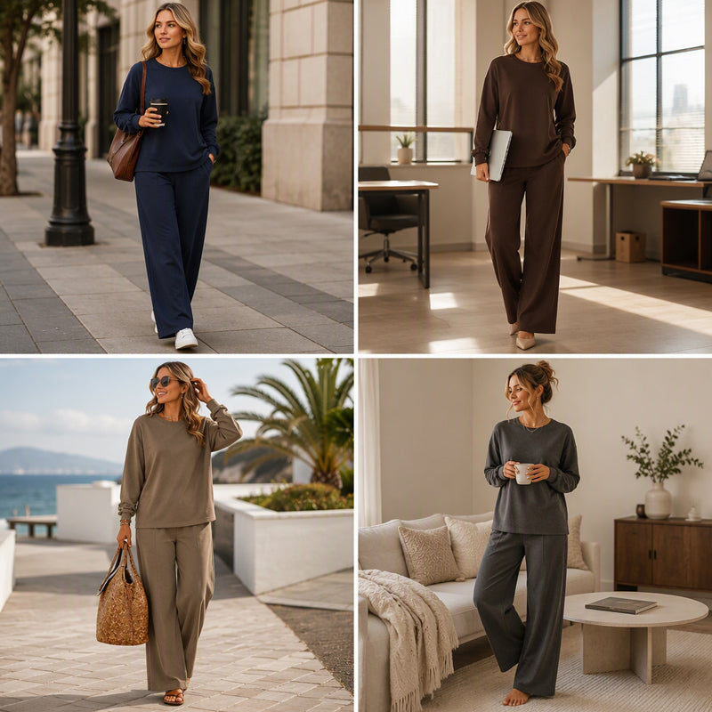 Women's Relaxed Top & Wide Leg Pants 2-Piece Set