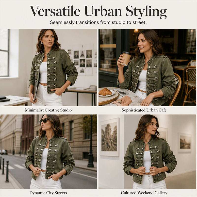 💖Black Friday Mega Deal – 50% off!💖 ✨Women's Vintage Symmetrical Button Denim Jacket